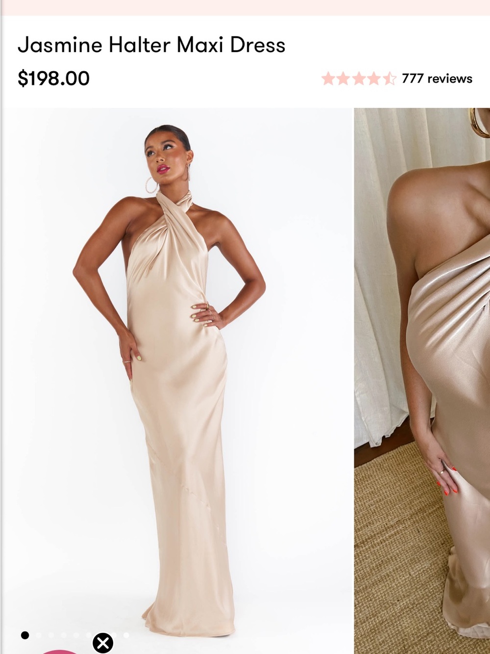 Show Me Your Mumu Jasmine Halter Champagne Lux Satin